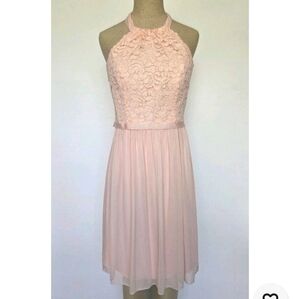 David's Bridal Petal Pink Midi Dress Formal Sz 8